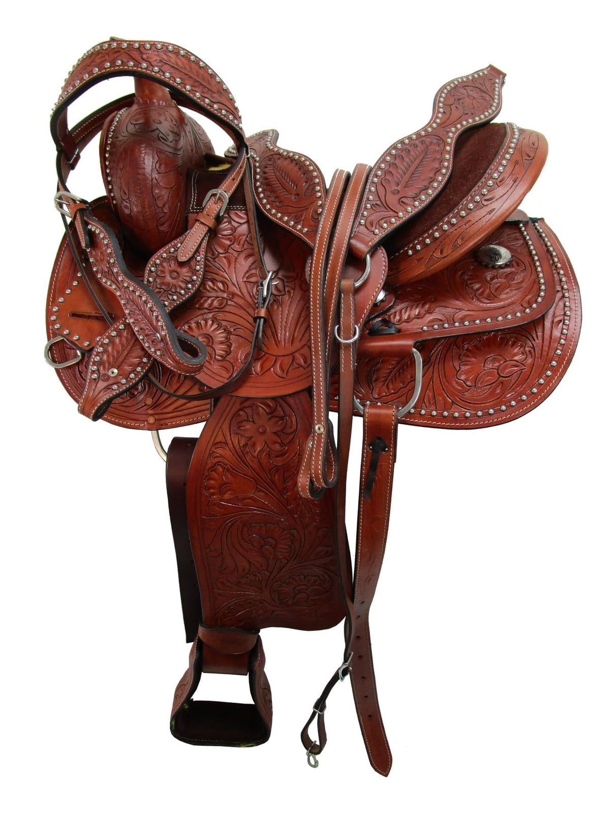 Tooled Leather Western Horse Saddle 15 16 17 18 G706