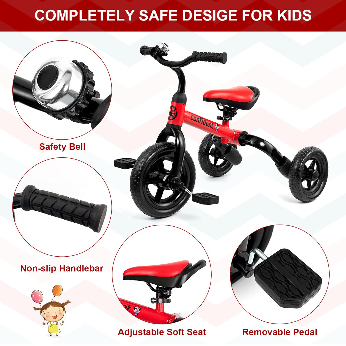 Tricycle for Toddlers 2-5 Years, 3 in 1 Folding Bike K24424