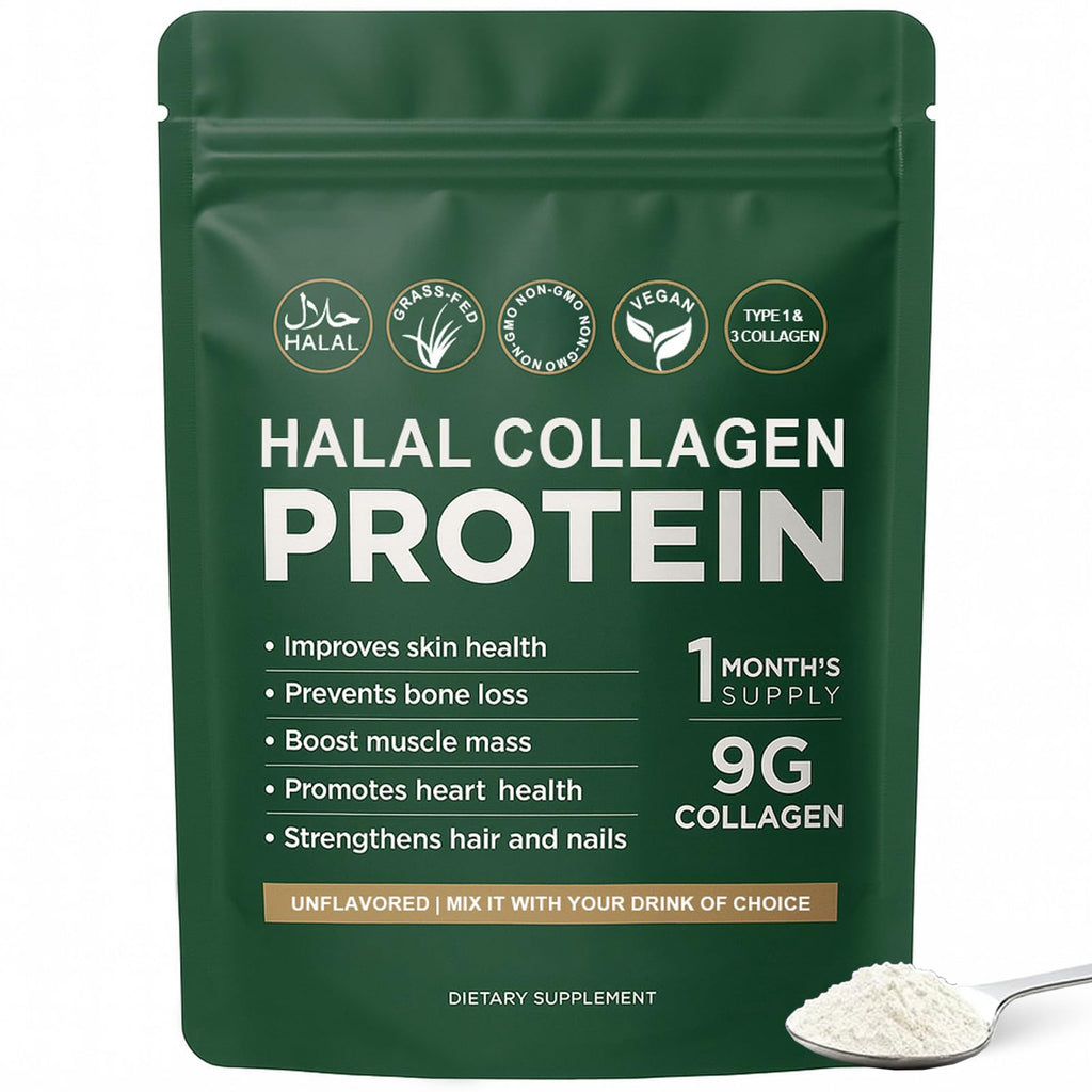 Halal Collagen Protein Powder, Grass Fed Organic Hydrolyzed Peptides, Unflavoured, 30 Servings I880256