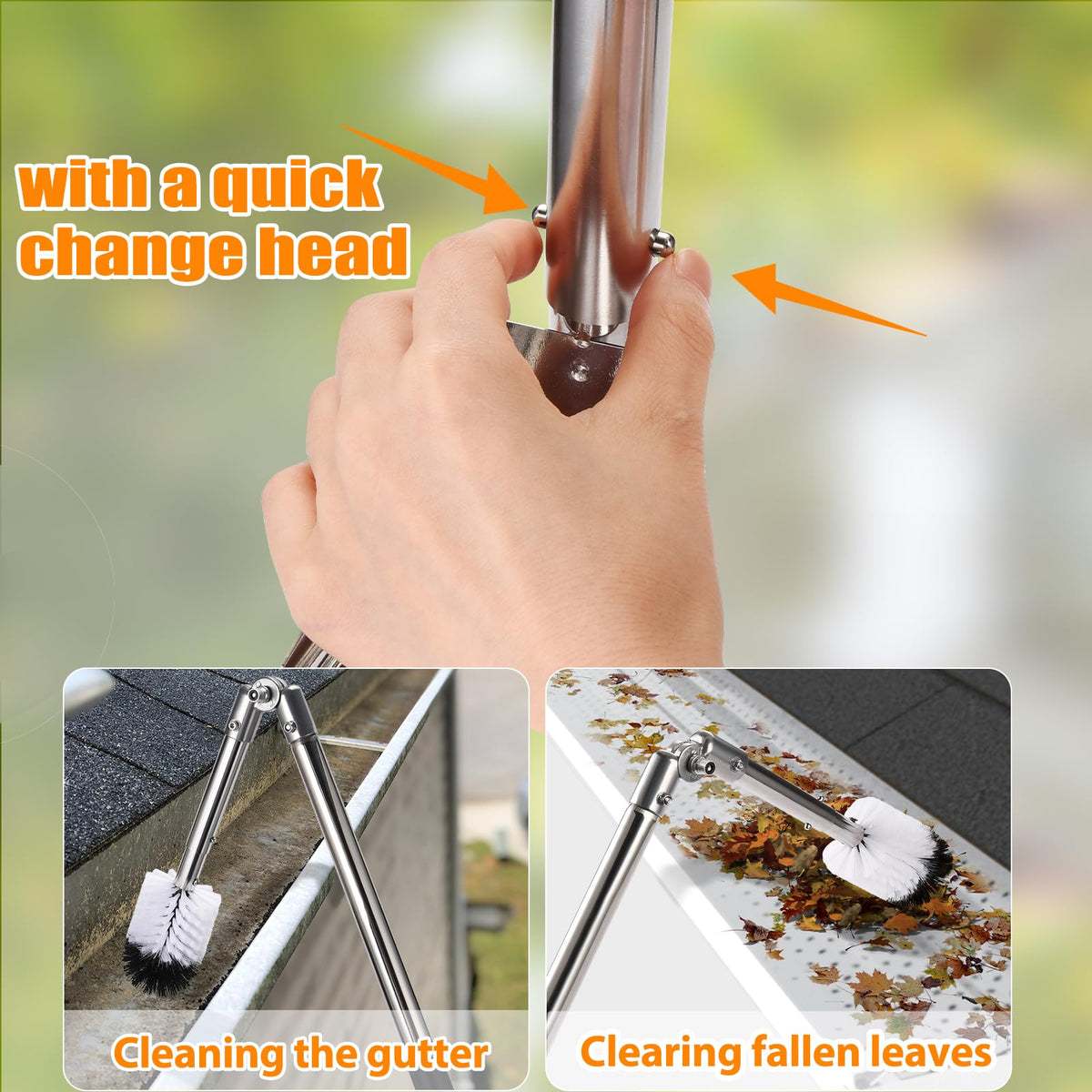 6.4FT Gutter Cleaning Tools with Extension Pole & Brush I33343