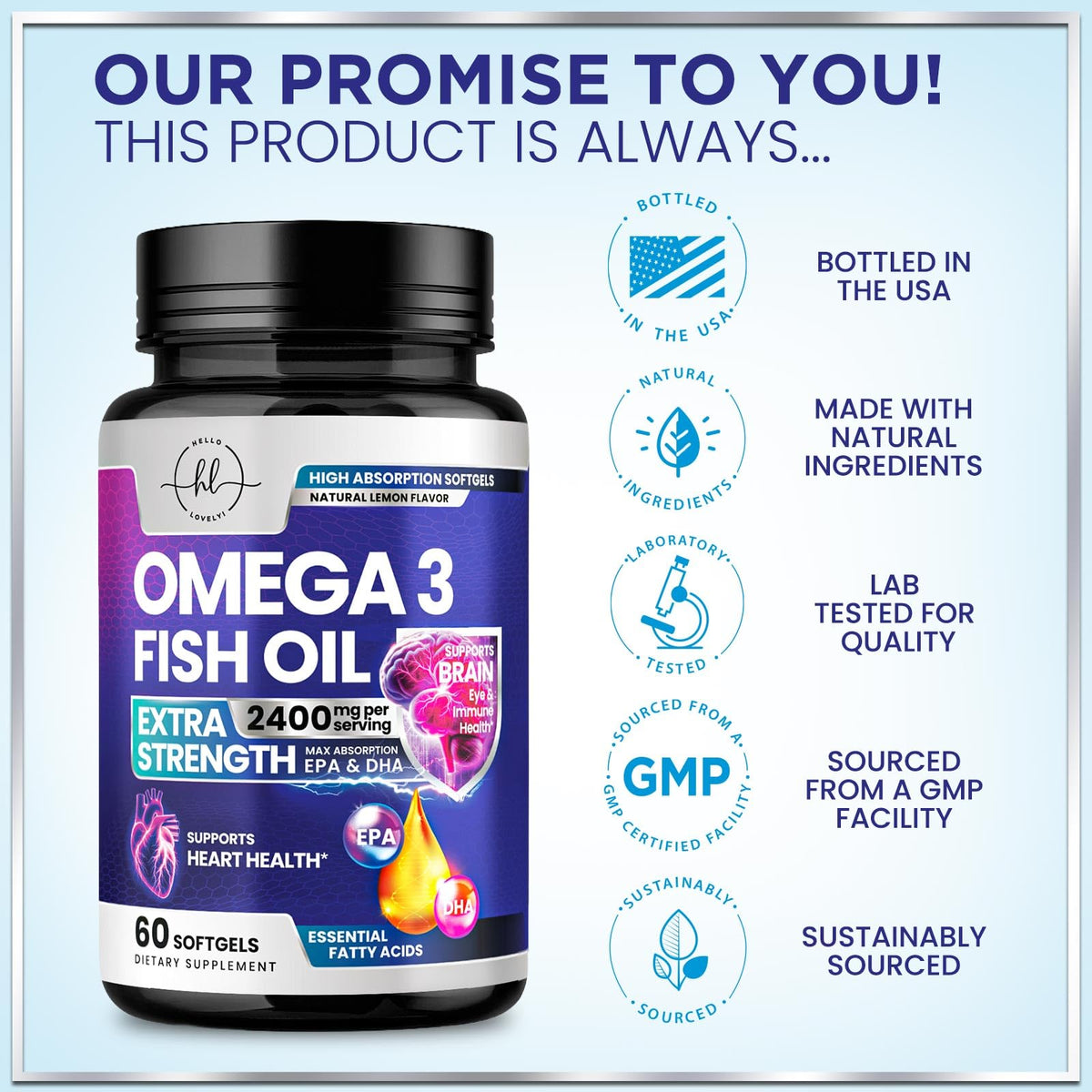 2400mg Omega 3 Fish Oil Softgels Q914