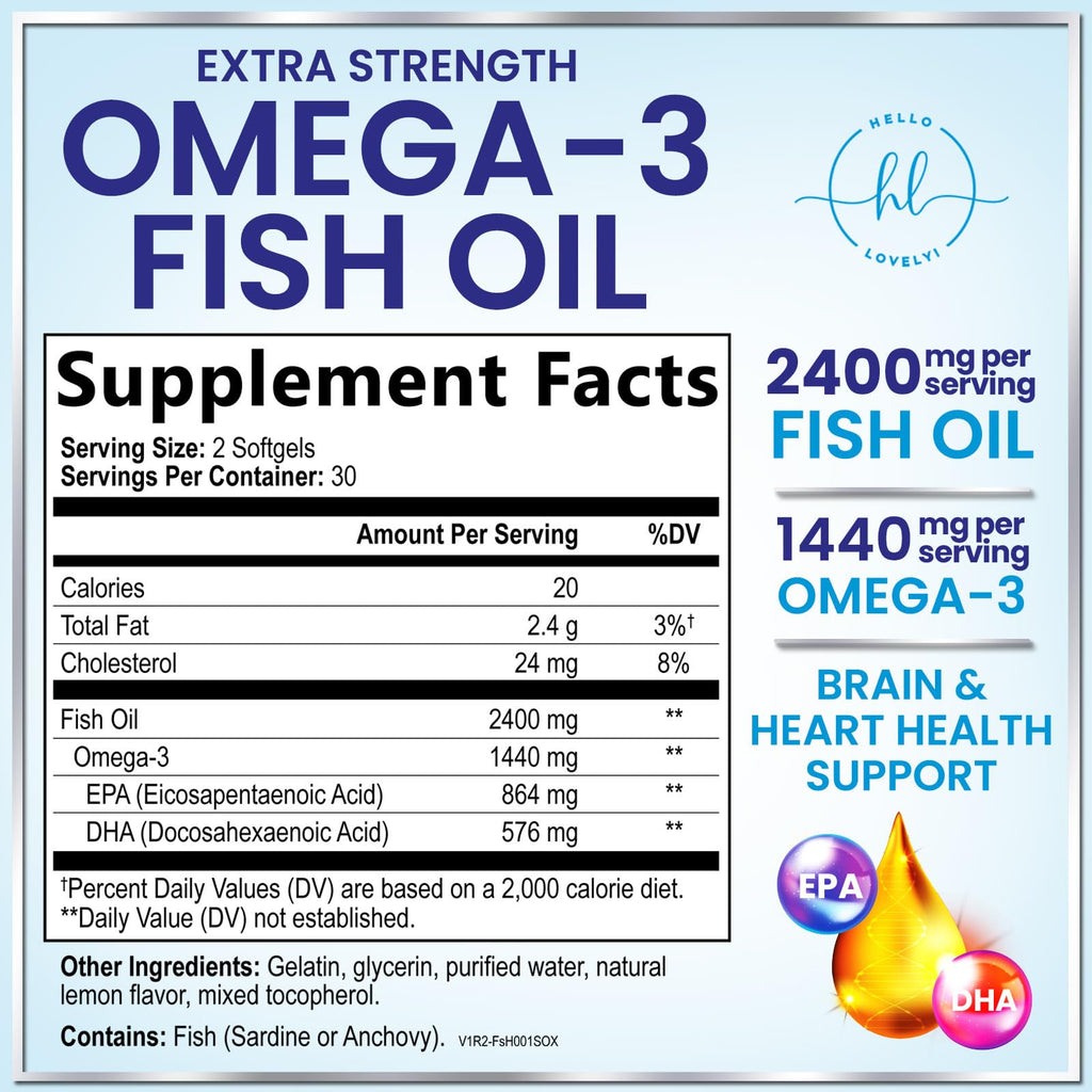 2400mg Omega 3 Fish Oil Softgels Q914