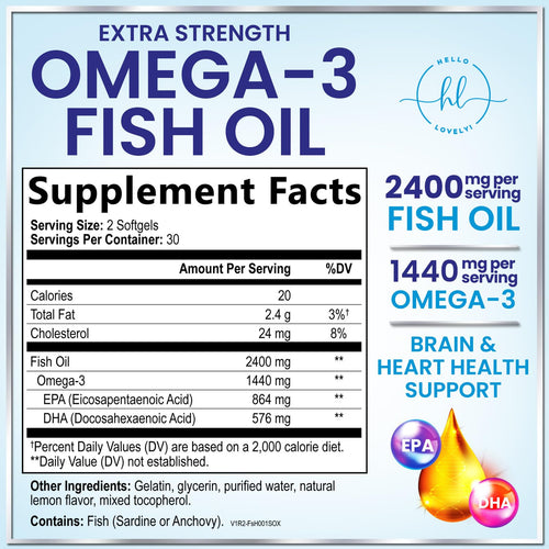 2400mg Omega 3 Fish Oil Softgels Q914