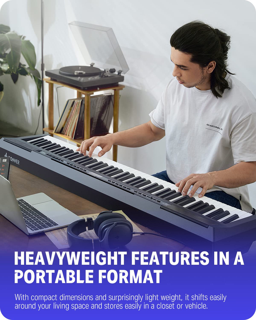 88 Key Weighted Digital Piano with Sustain Pedal M418