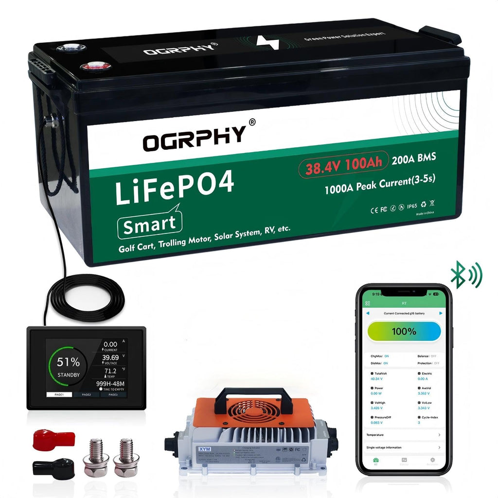 36V 100AH Lithium Golf Cart Battery with 200A Bluetooth BMS P5147