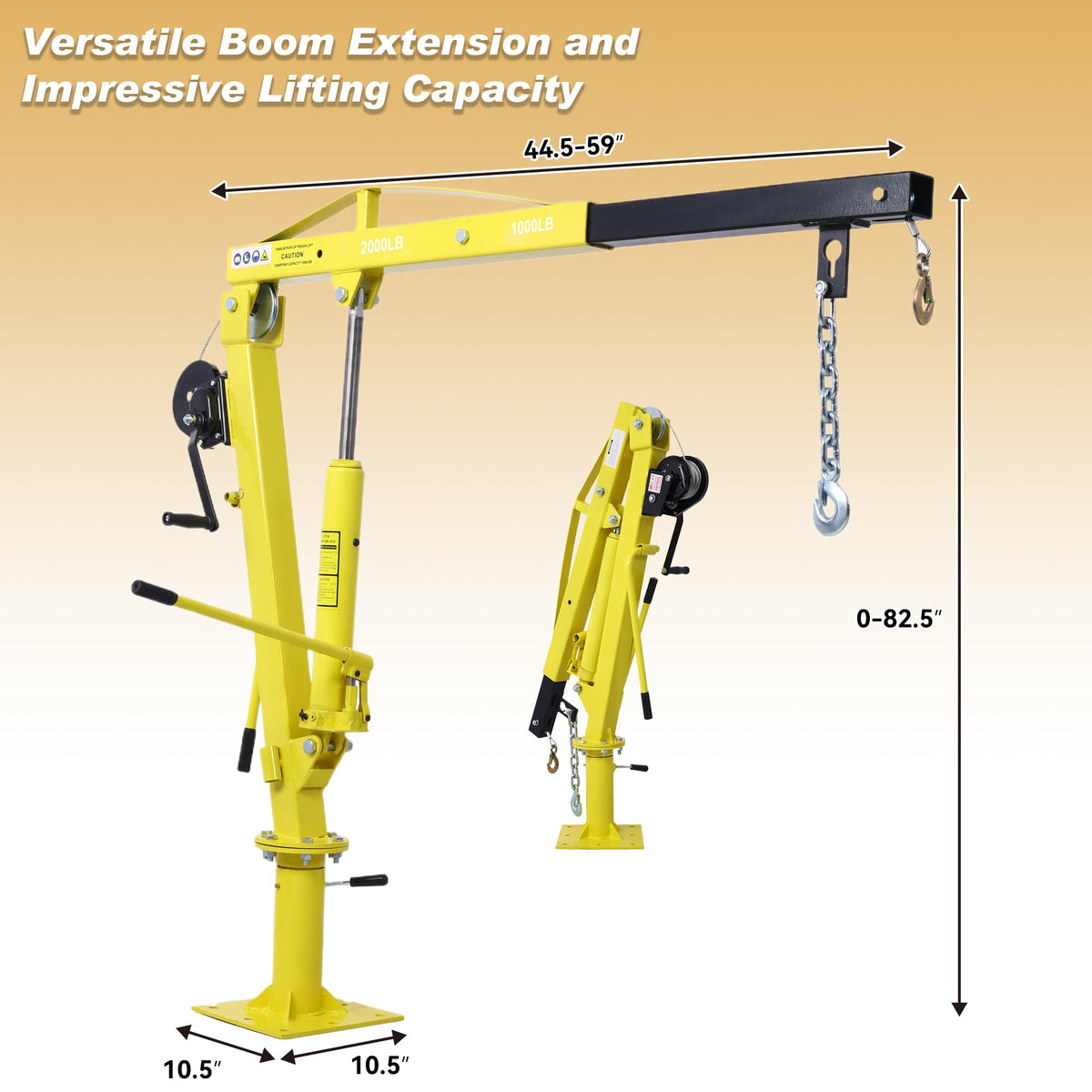2000 lbs Folding Truck Crane with Hydraulic Winch J67245