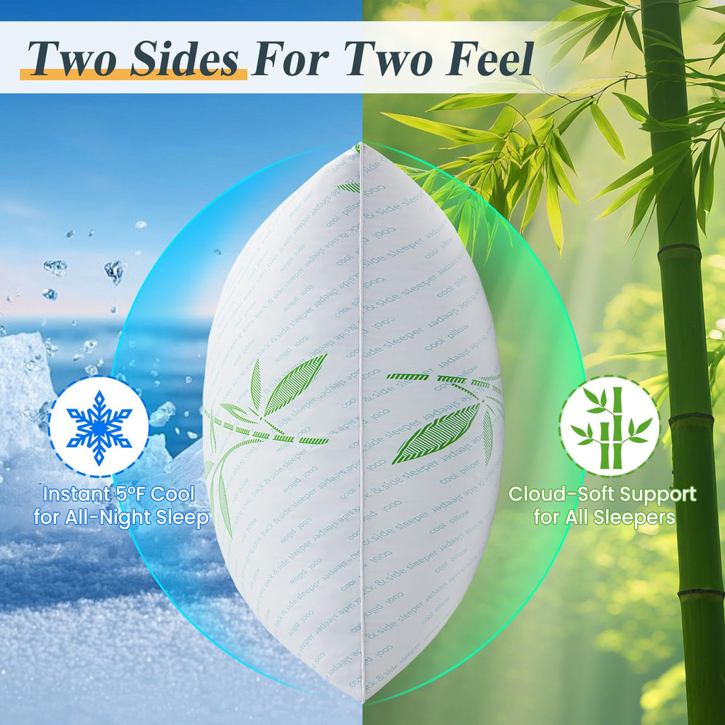King Size Set of 2 Cooling Hybrid Bed Pillows H893