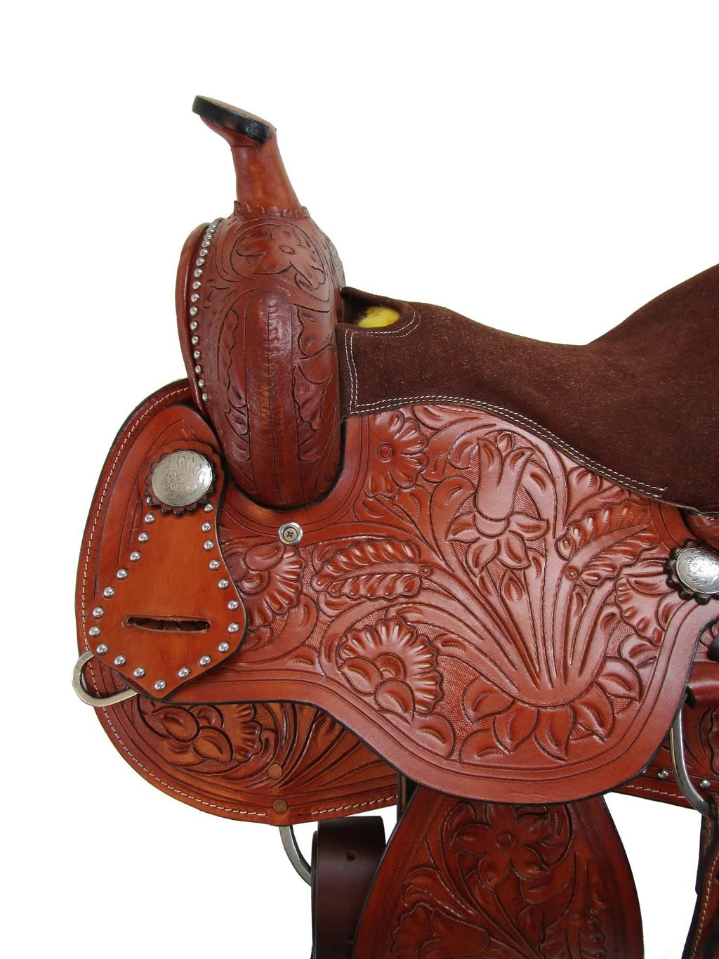 Tooled Leather Western Horse Saddle 15 16 17 18 G706