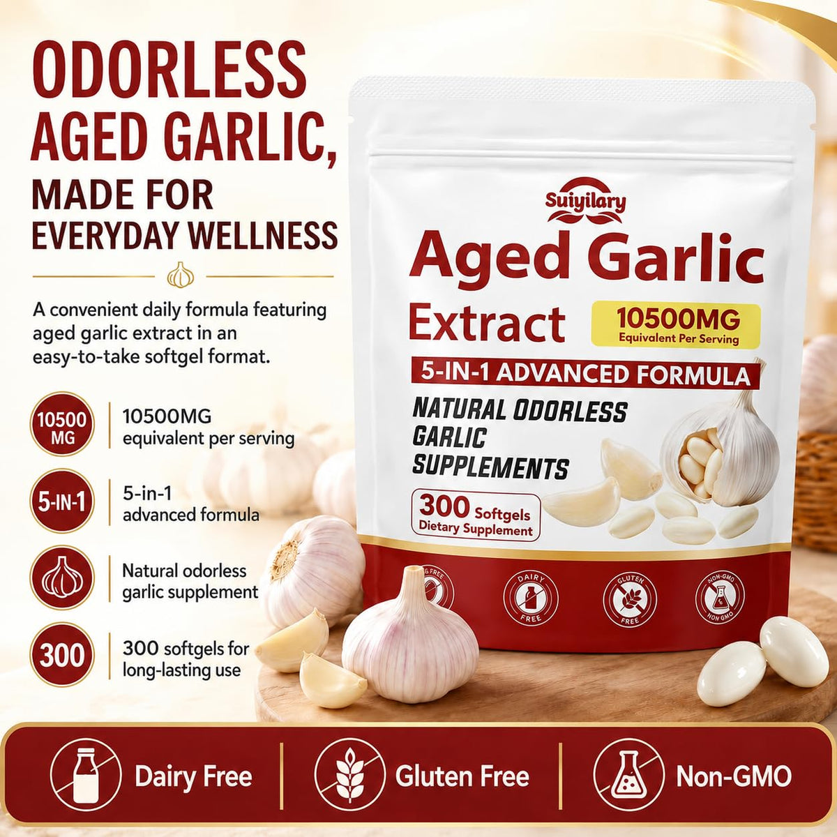 Aged Garlic Extract Supplements, 300 Softgels T29651