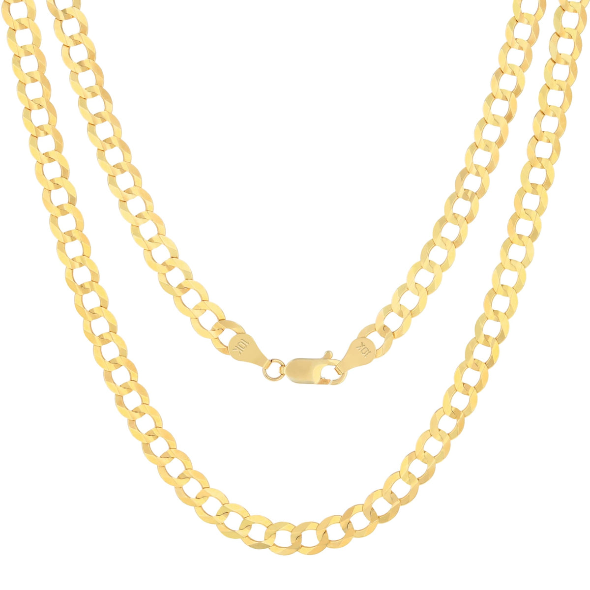 10k Yellow Gold Cuban Curb Link Chain Necklace E3907