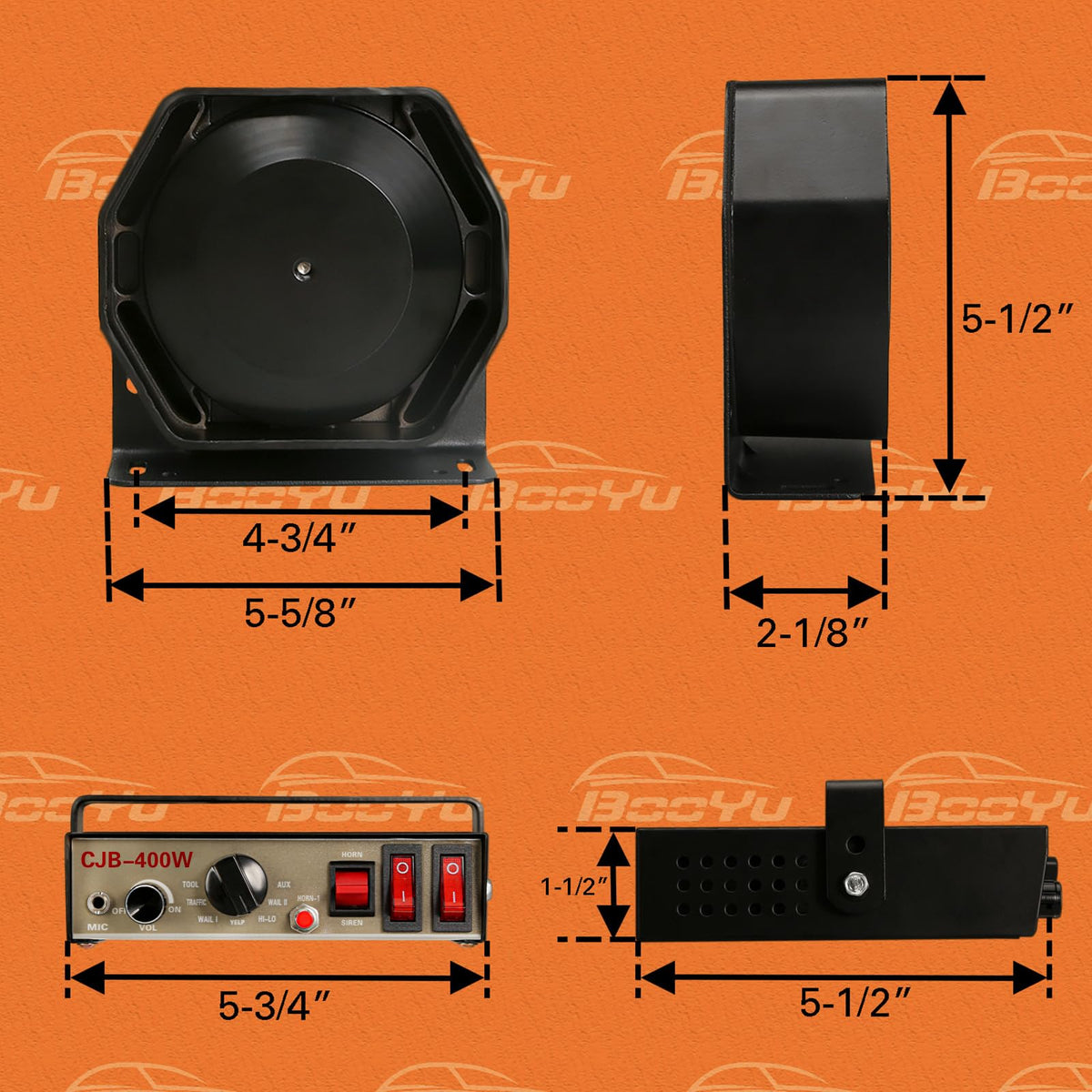 12V 400W 9 Tones Warning Emergency Siren PA System with Handheld Microphone O16255