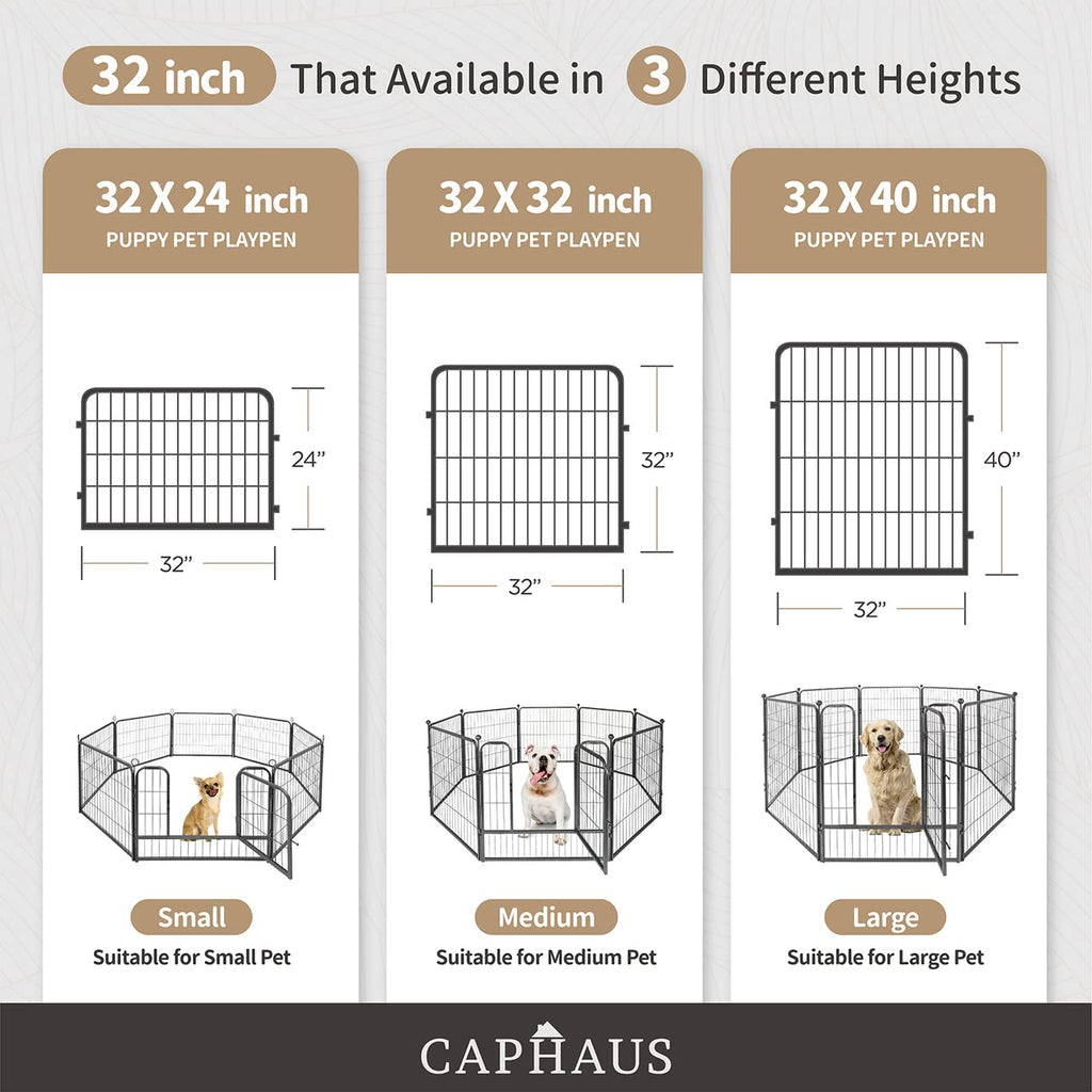 32 Inch Metal Foldable Pet Playpen with Door C24483