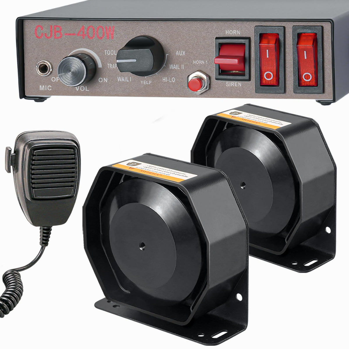 12V 400W 9 Tones Warning Emergency Siren PA System with Handheld Microphone O16255