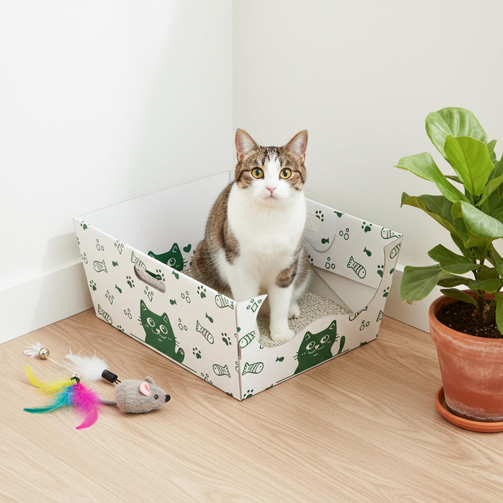 8 Pack Disposable Cat Litter Box with Scoop C513