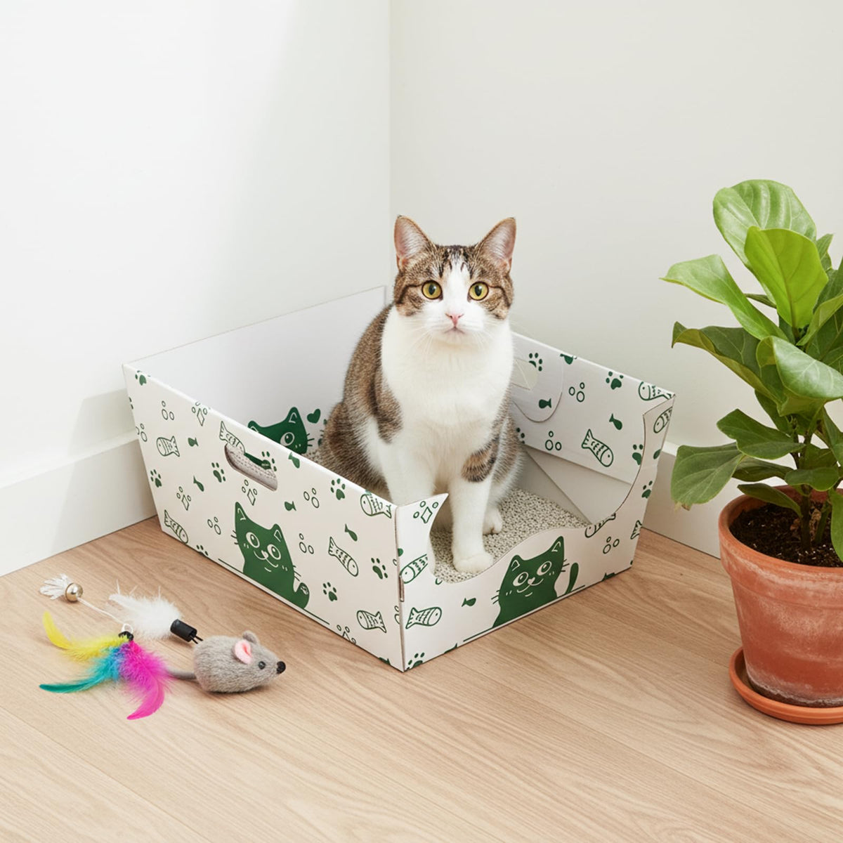 8 Pack Disposable Cat Litter Box with Scoop C513
