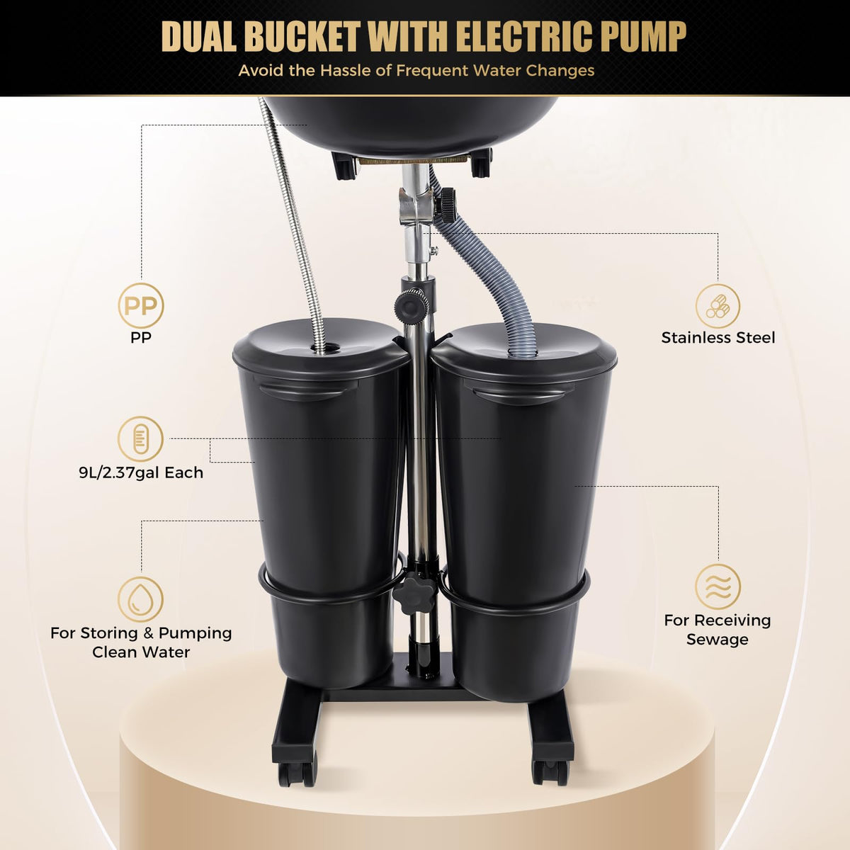 Portable Electric Pump Shampoo Bowl with 2 Buckets Z591