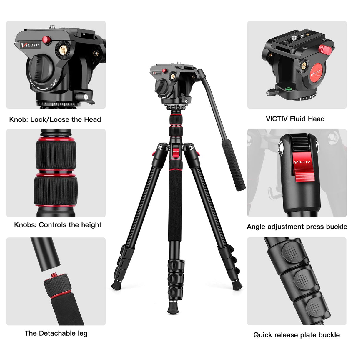 72" Heavy Duty Fluid Head Camera Tripod with Carry Bag X231189