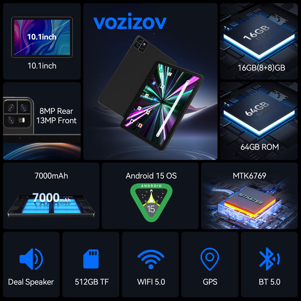 10.1 inch Android 15 Tablet Octa-Core 16GB RAM 64GB ROM I30184