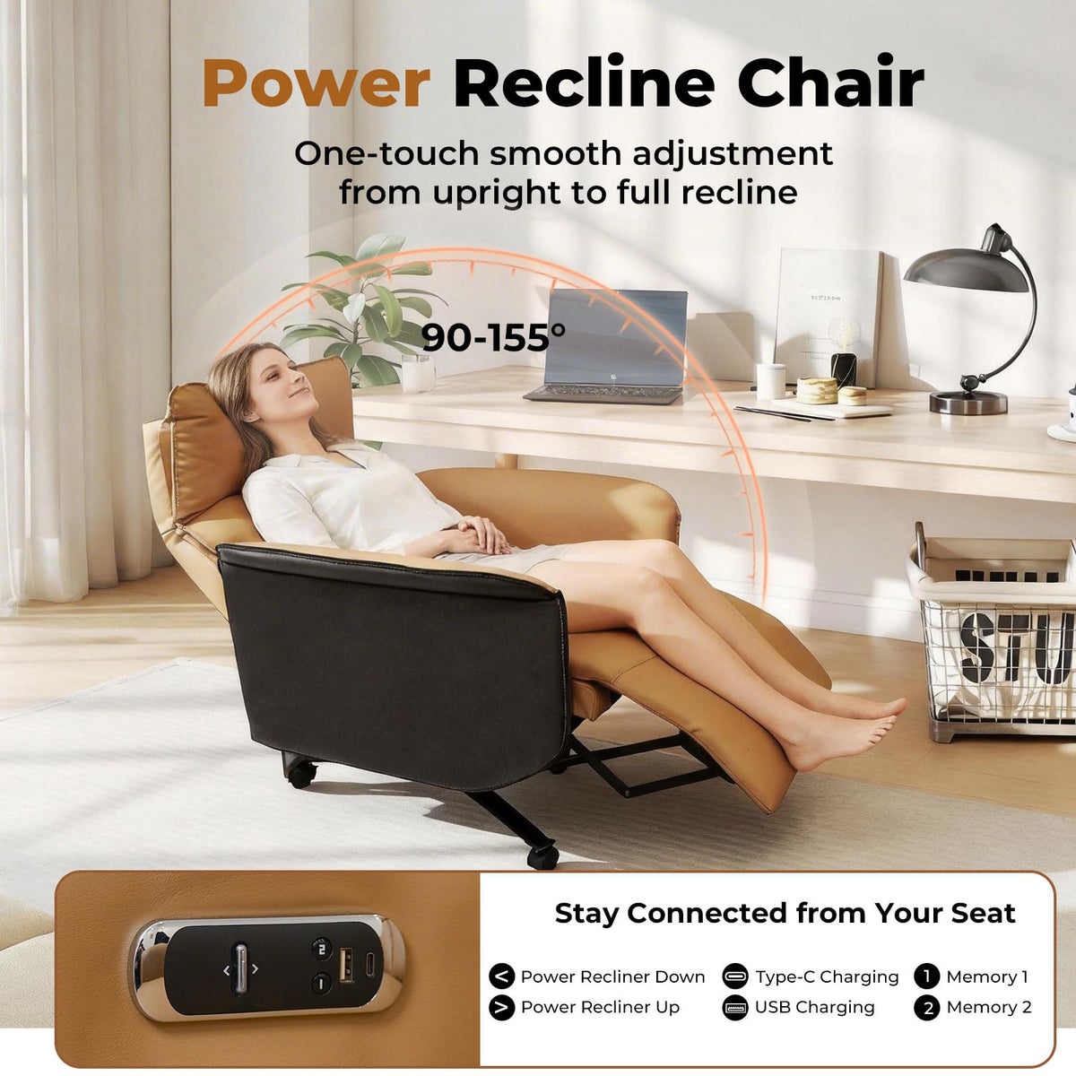 Executive Office Chair with Footrest, PU Leather, 300LBS Capacity T579234
