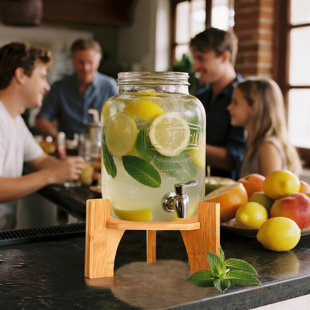 Natural Bamboo Wood Drink Dispenser Stand E461