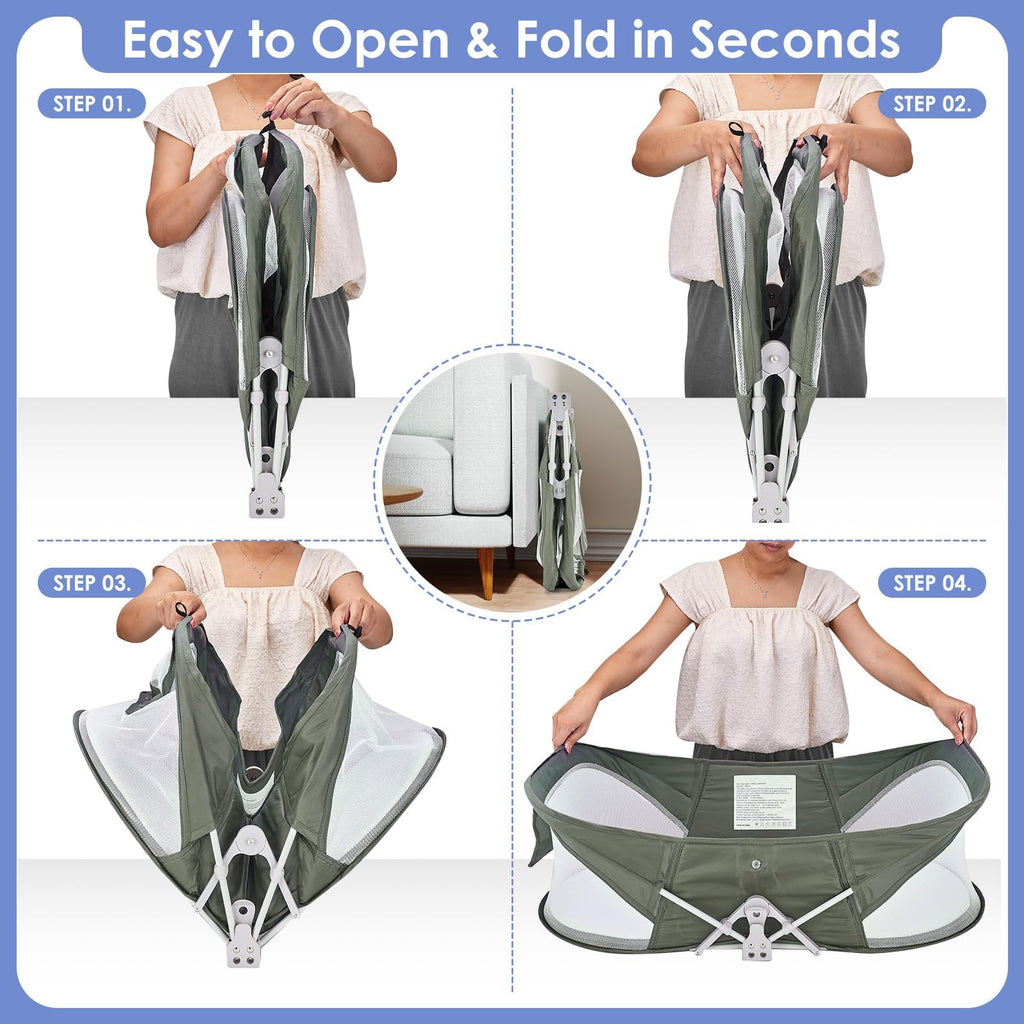 Portable Baby Bassinet with Mosquito Net & Sunshade L43072