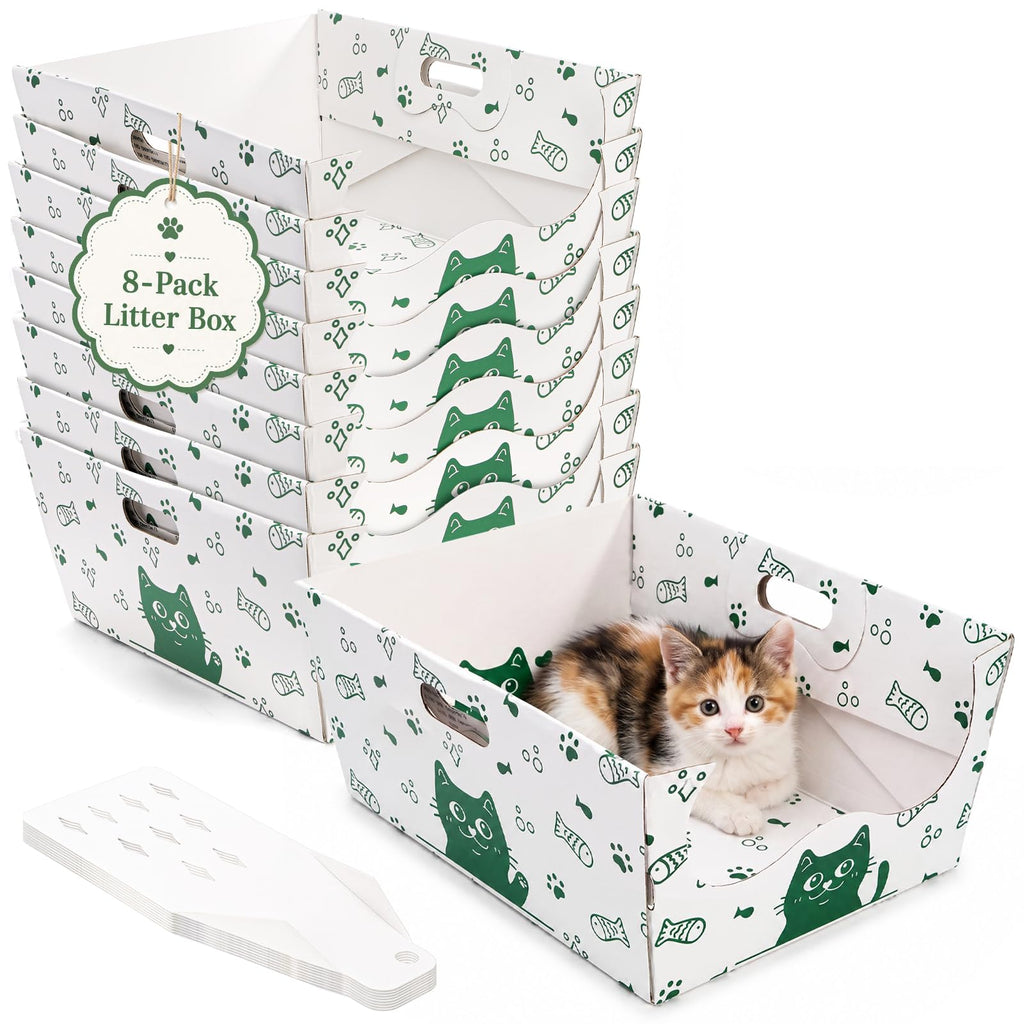 8 Pack Disposable Cat Litter Box with Scoop C513