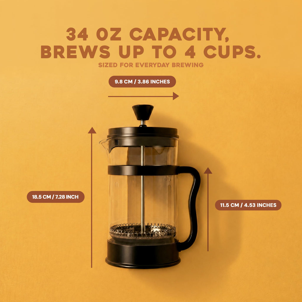Borosilicate Glass French Press Coffee Maker 34 Oz C699979