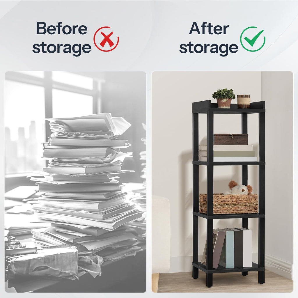 Black 4-Tier Wooden Bookcase Q2296