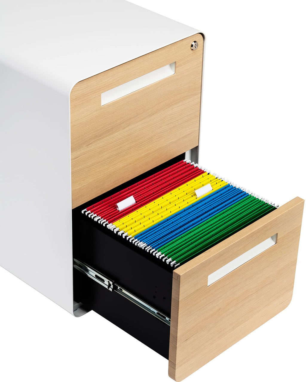 White 2 Drawer Mobile File Cabinet with Lock J973804