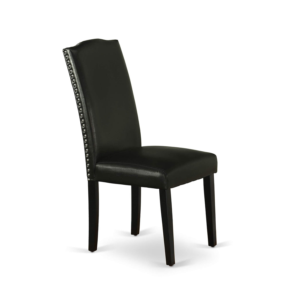 5 Piece Round Dining Table Set with 4 Black Faux Leather Chairs Y272