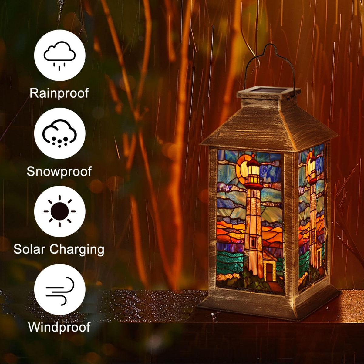 Solar Powered Waterproof Hanging Lantern 1 Pack E928