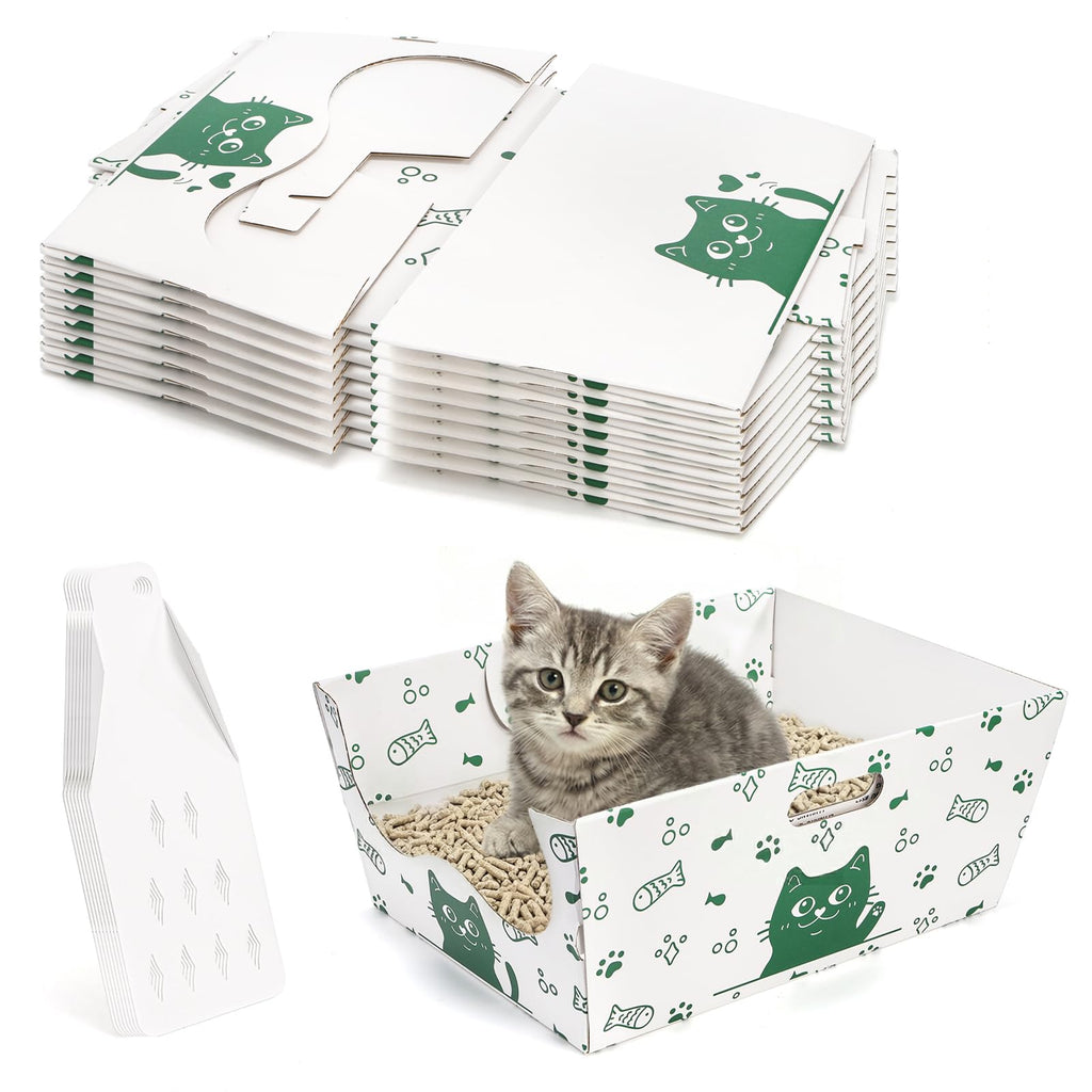 8 Pack Disposable Cat Litter Box with Scoop C513