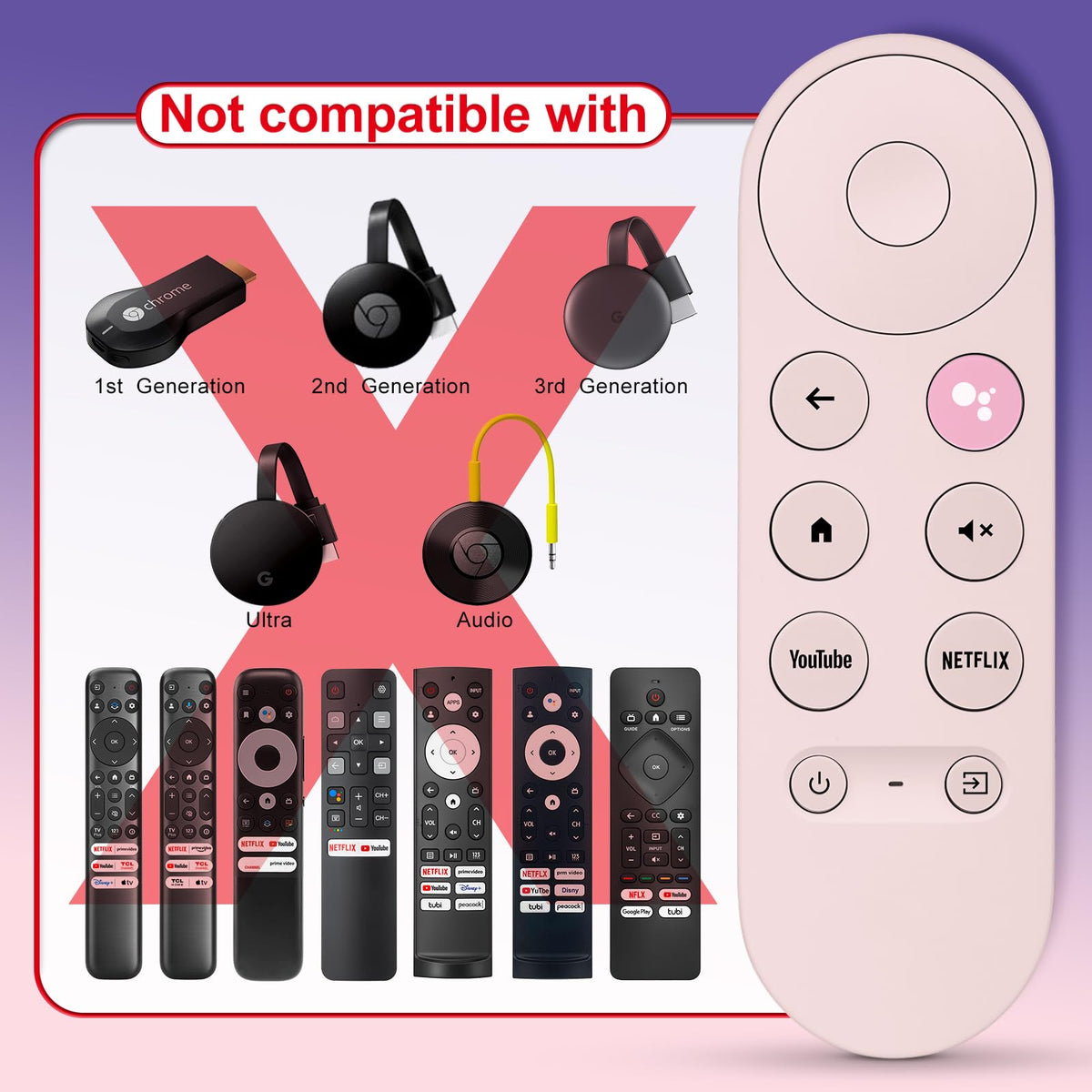 Pink Voice Replacement Remote Control L5453
