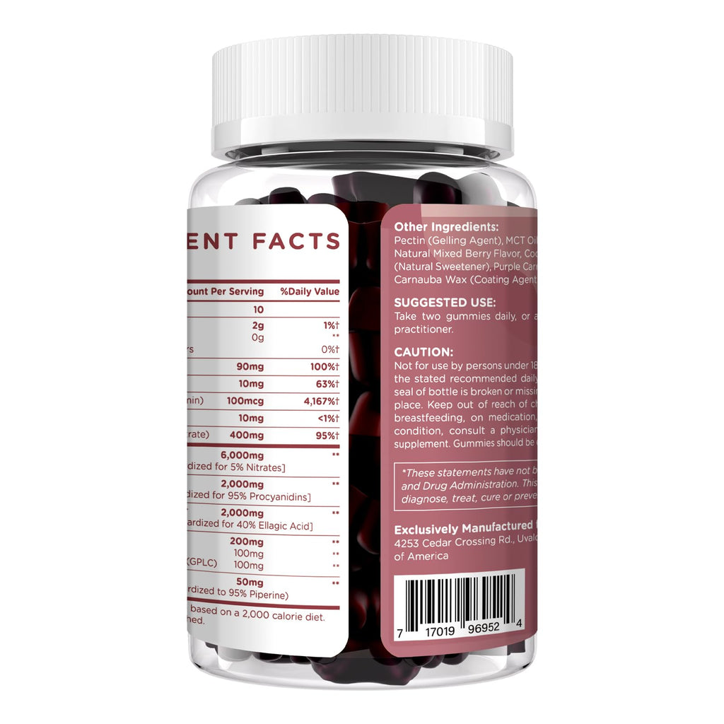 Beet Root Gummies 6000mg Mixed Berry Flavor 60 Gummies O945160