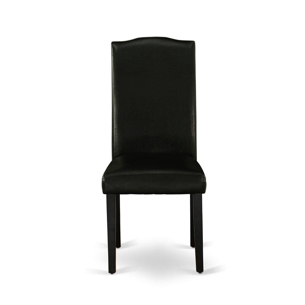5 Piece Round Dining Table Set with 4 Black Faux Leather Chairs Y272