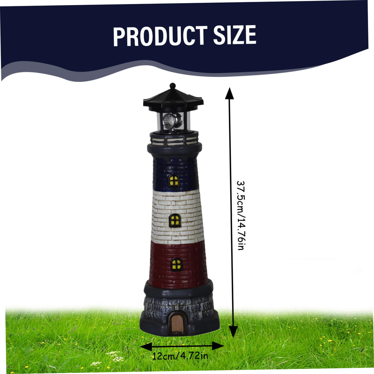 15" Tall Waterproof Resin Lighthouse Lamp with Rotating LED P891421