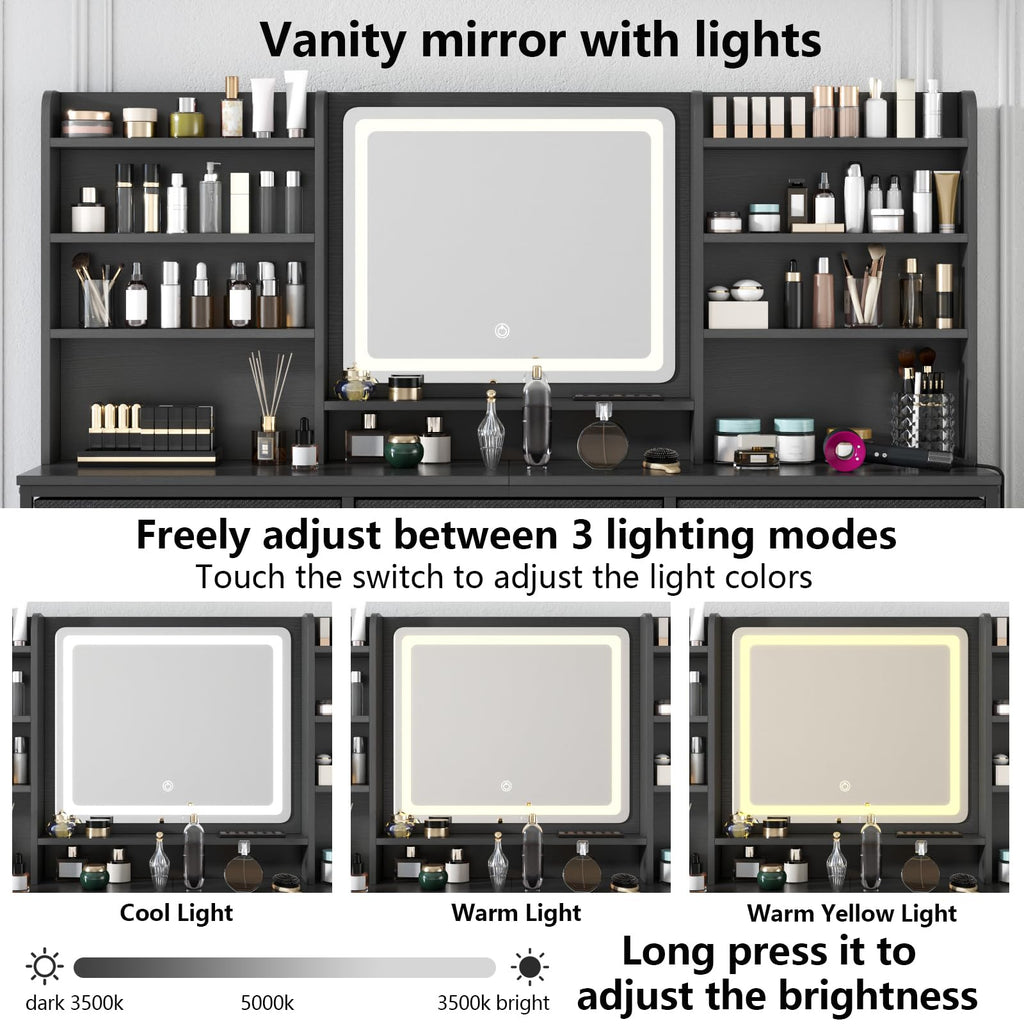 9 Drawer Dresser with LED Mirror F5586