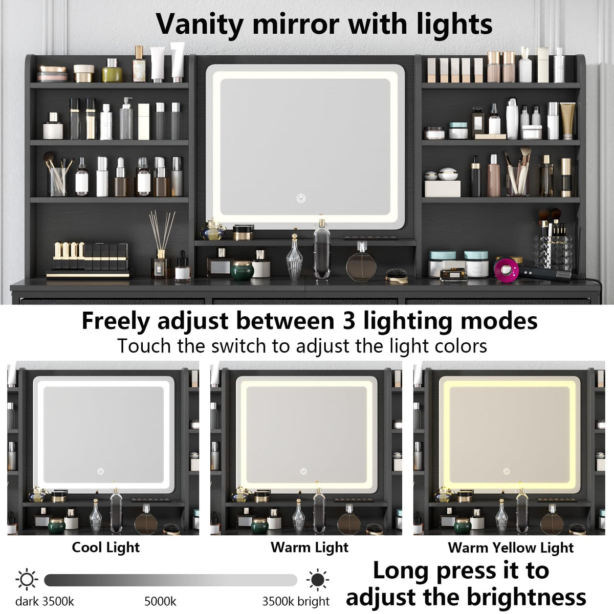9 Drawer Dresser with LED Mirror F5586