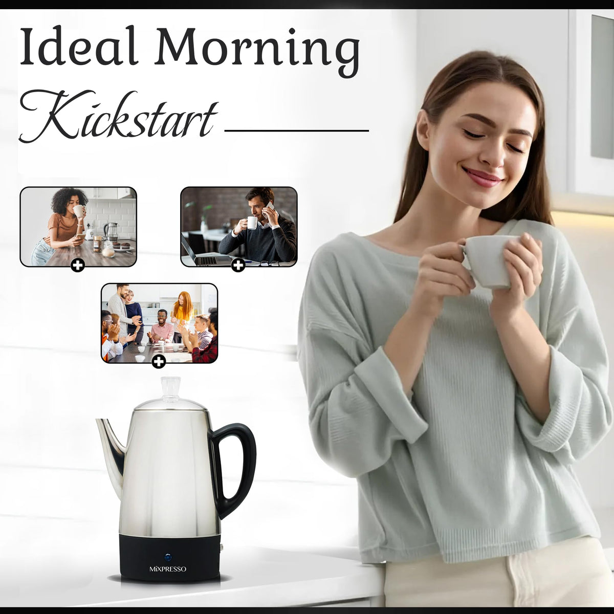 10 Cup Stainless Steel Electric Percolator Coffee Pot N6287