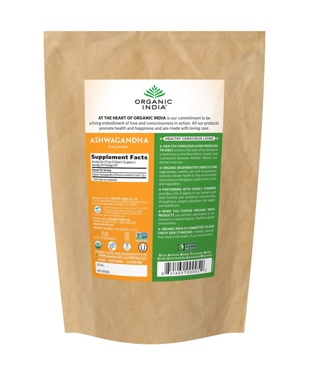 Organic Ashwagandha Powder Herbal Supplement 1lb Bag Y59540