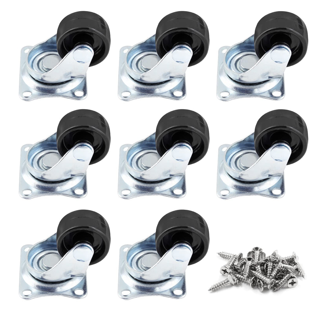 1 inch Swivel Caster Wheels Rubber Base, 8pcs S37625