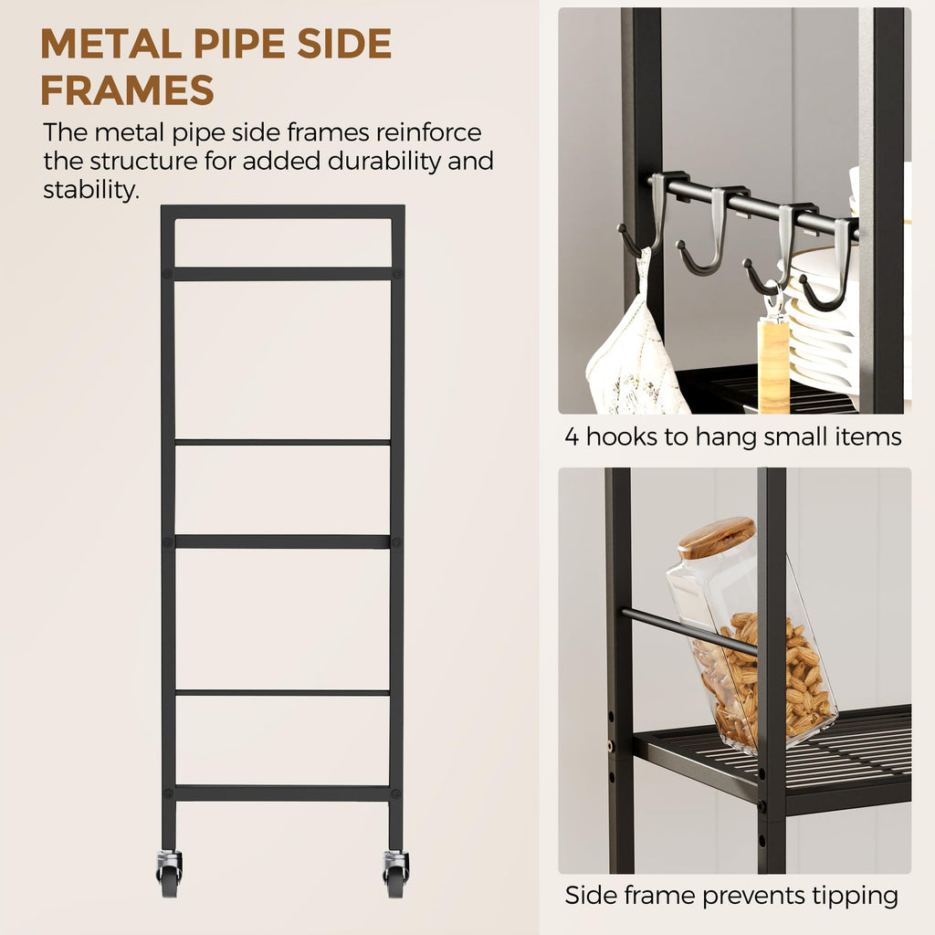 3-Tier Metal Storage Rack with Wheels, Mesh Shelving Unit, Black C1002