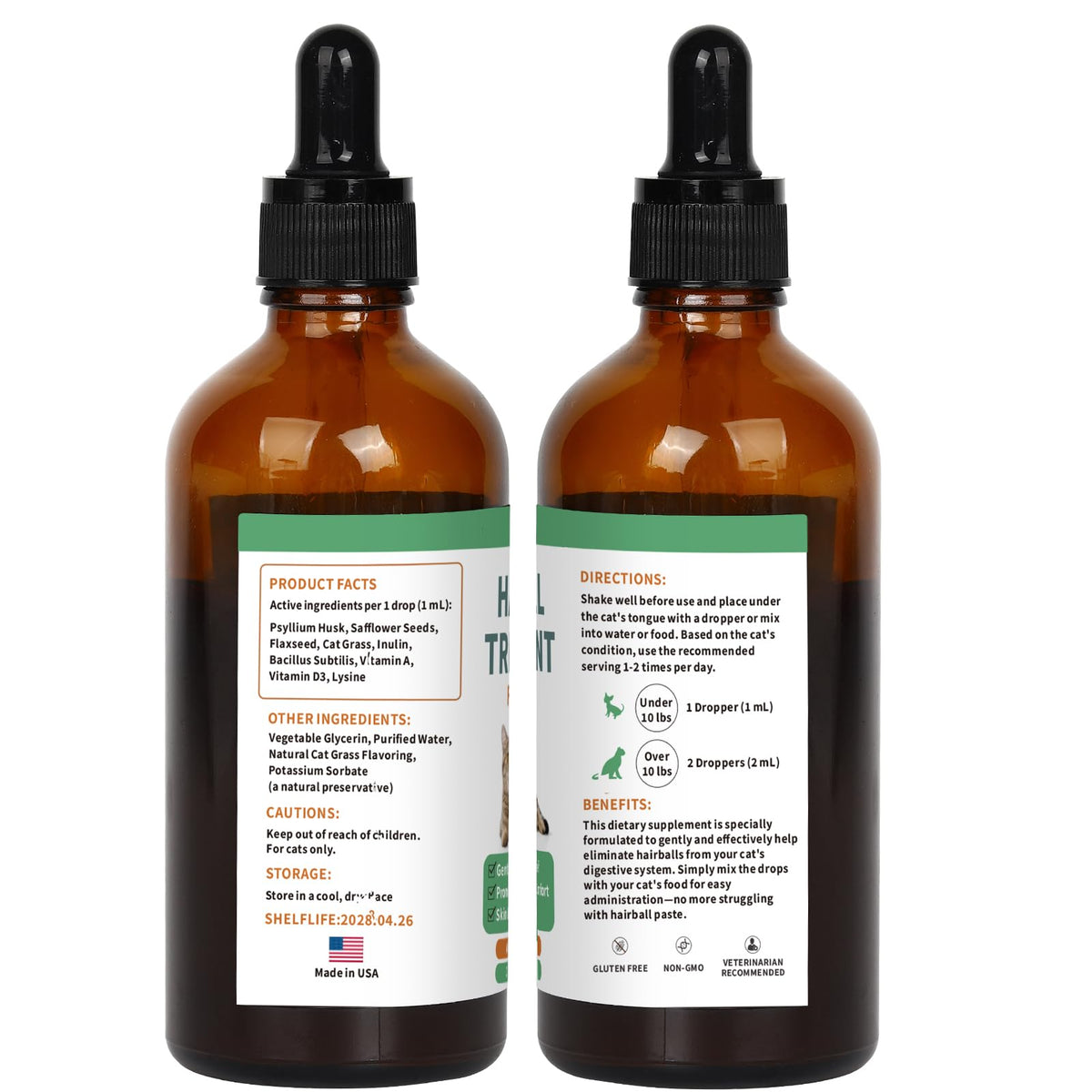 Cat Hairball Remedy with Natural Ingredients & Vitamins D163