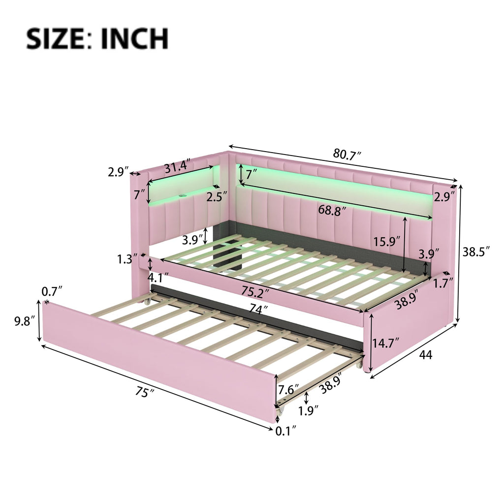 Pink Twin Size Daybed with Trundle B874989