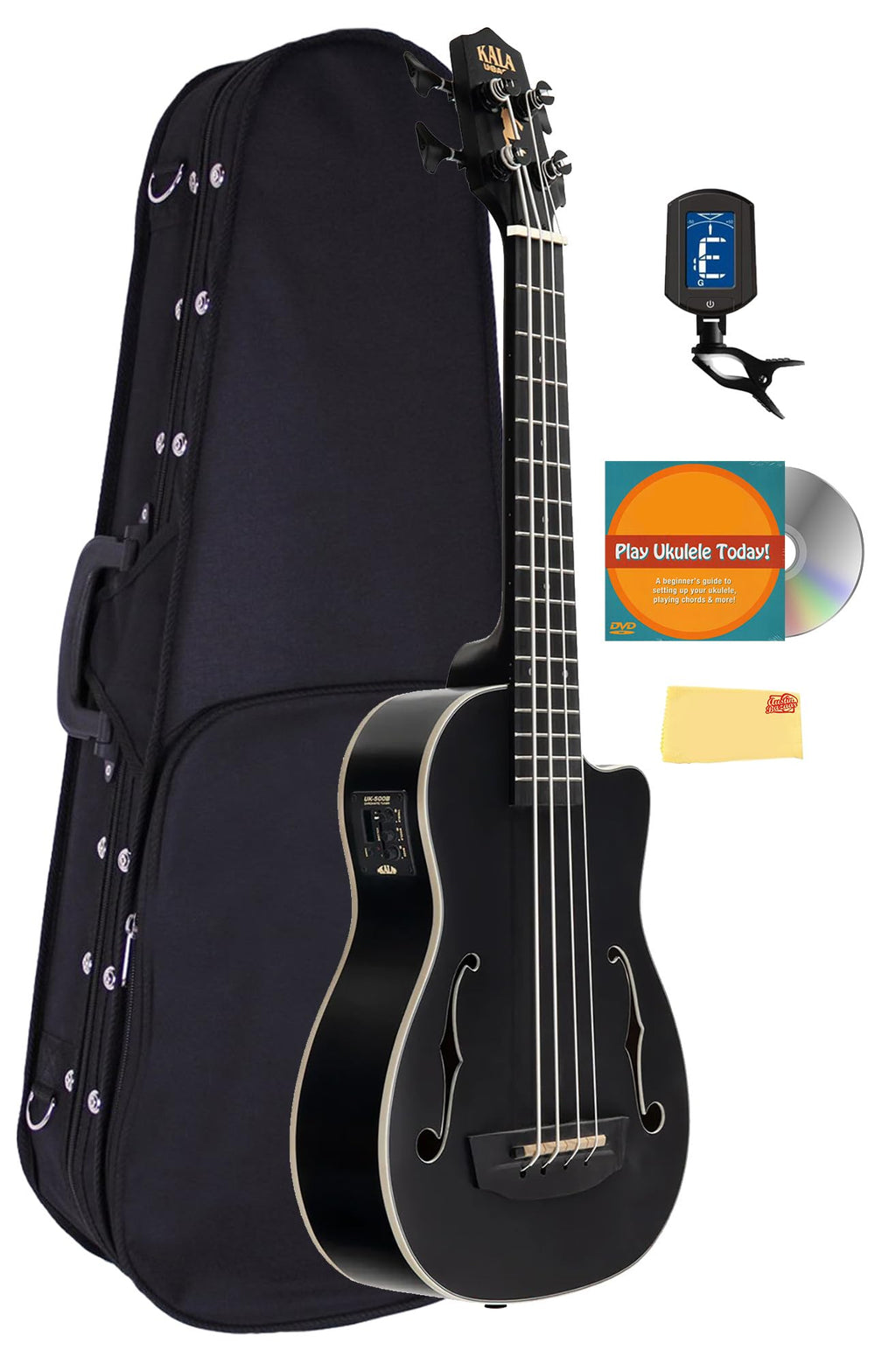 Black Mahogany Acoustic-Electric Ukulele Bass with Case J6582