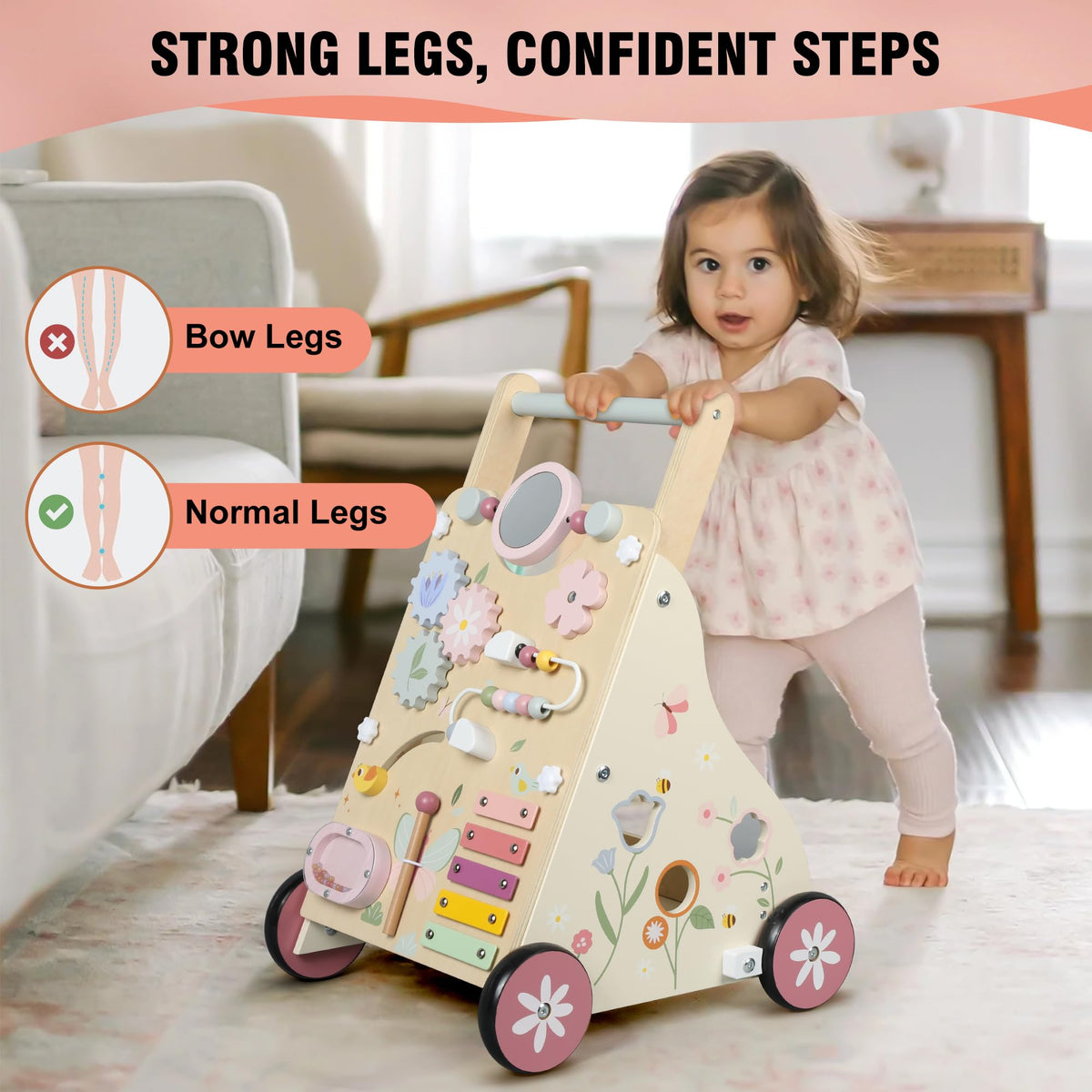 Wooden Baby Walker with Activity Center O6730