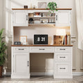 White 5 Drawer Executive Desk N837