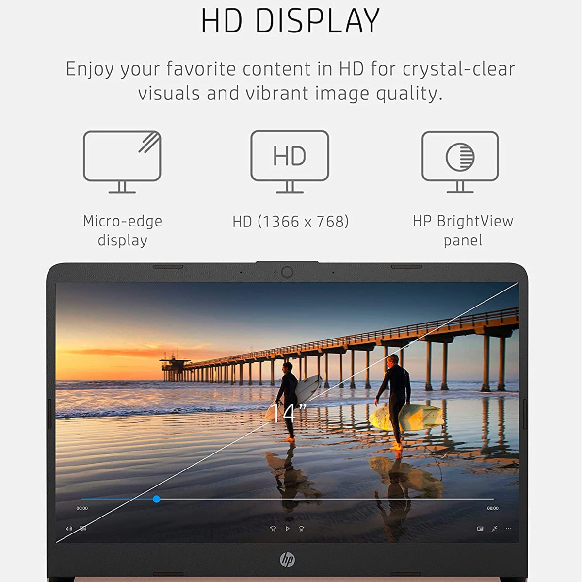 14'' HD Laptop Intel Celeron 4GB 64GB eMMC Pink Gold Y58968