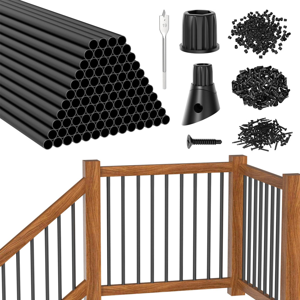 100 Pack 26" Round Black Aluminum Deck Balusters P1758