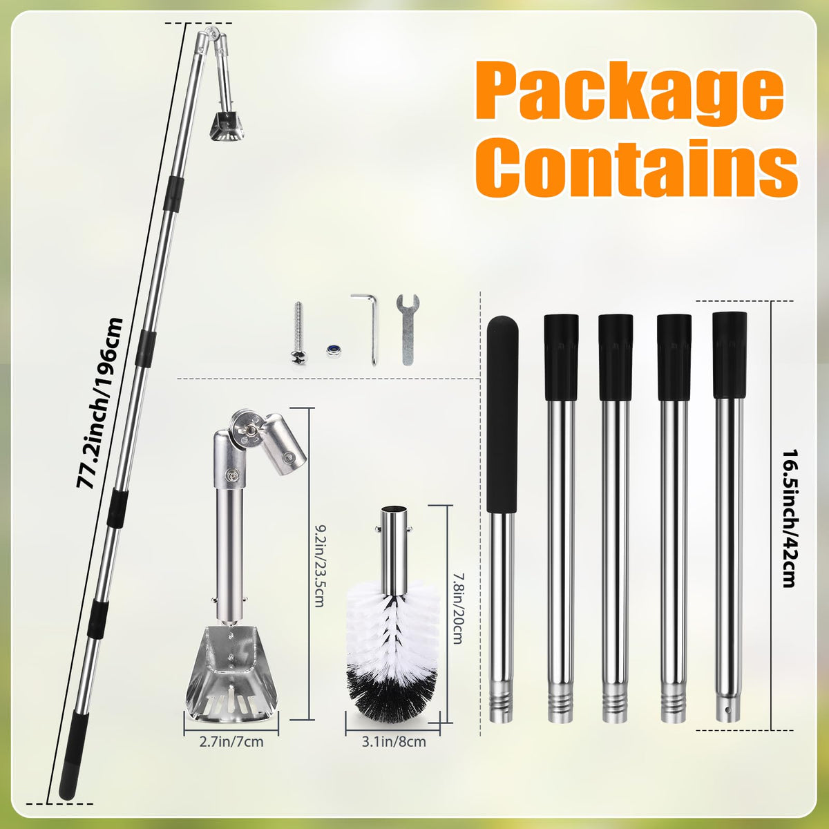 6.4FT Gutter Cleaning Tools with Extension Pole & Brush I33343